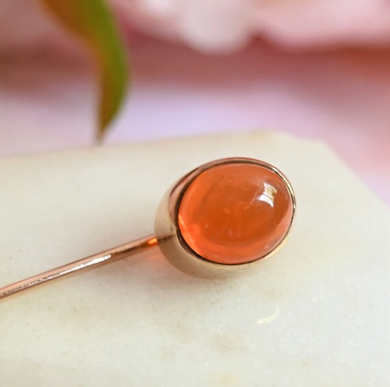 Antique Victorian fire opal stick pin 8k gold sca… - image 8