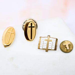 Small cross pins yellow gold filled lapel pin buttonhole pin tie tack Bible cross pin pastor gift miniature collector gift