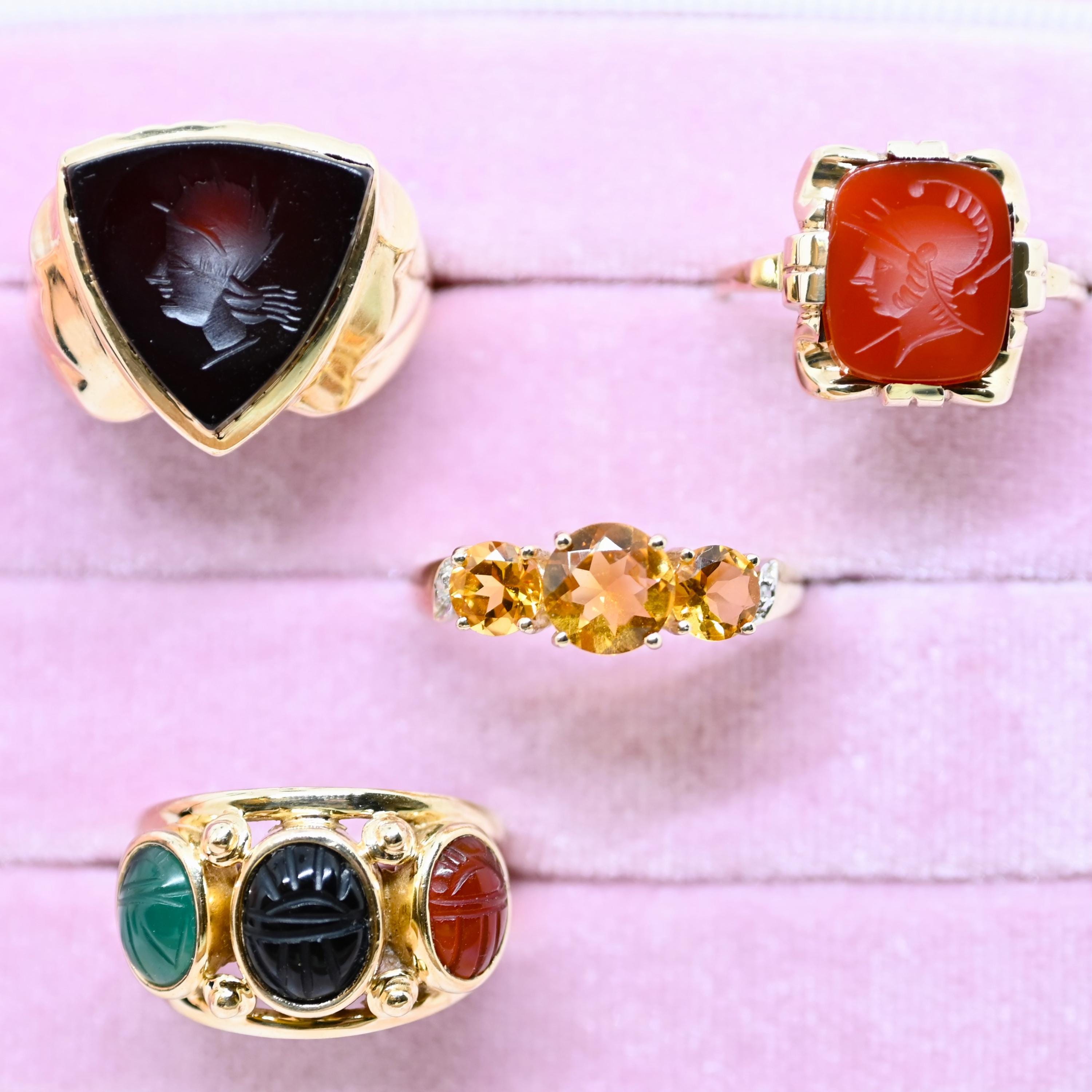 ヴィンテージ 10K ゴールド インタリオ リング サイズ 9.25 S ローマ兵