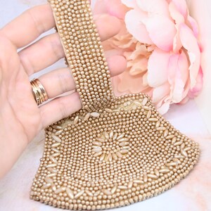 Monedero vintage con cuentas TAL CUAL, bolso de novia, bolso formal de los años 50 y 60, accesorio de novia vintage, algo antiguo, cuentas cosidas a mano
