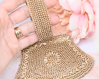 Vintage beaded coin purse AS IS | bridal purse | 1950s 60s formal purse | Vintage bride accessory | Something old | Hand stitched beads