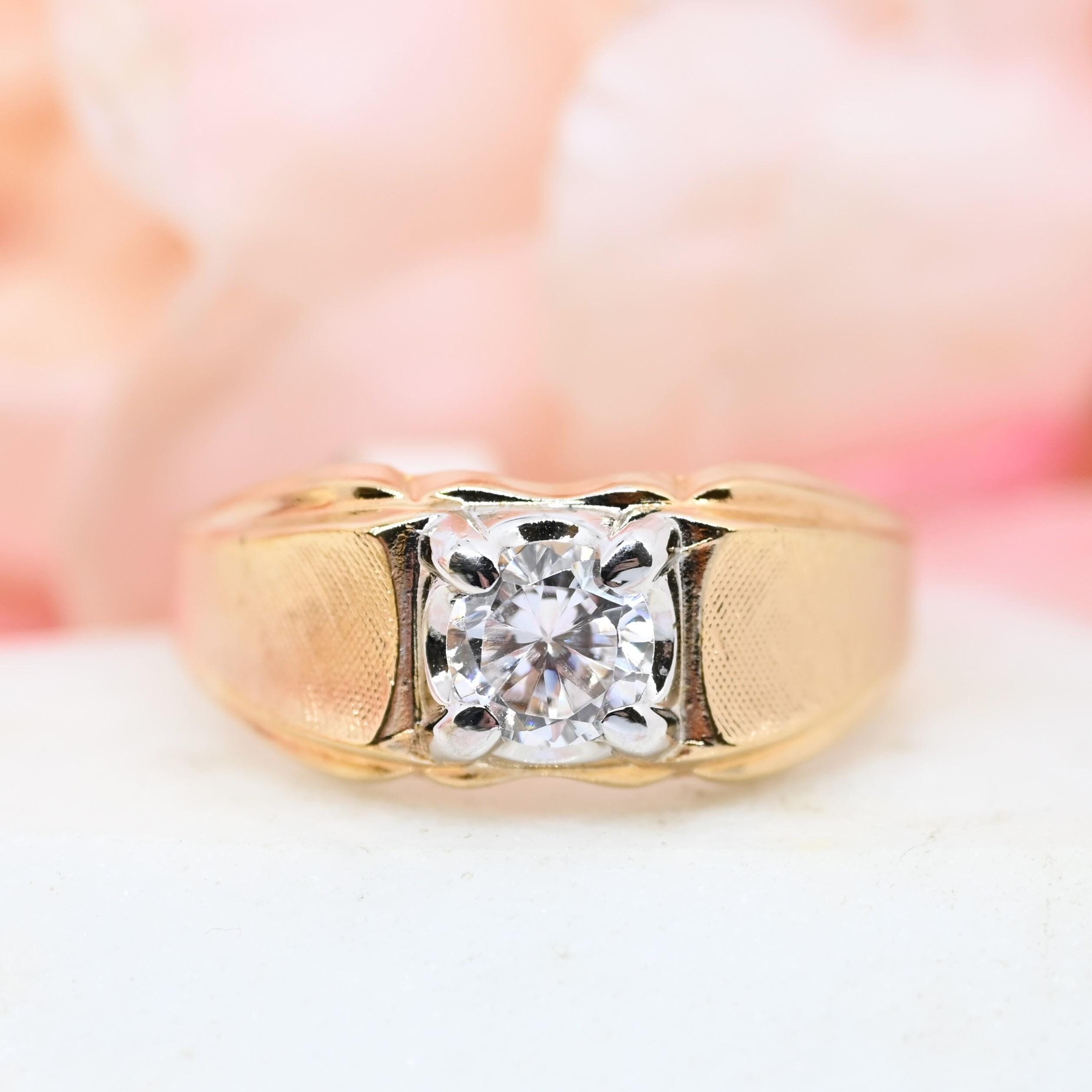 Men's 14k HGE Ring by Vargas Sz 13 Lindenwold Cubic Zirconia