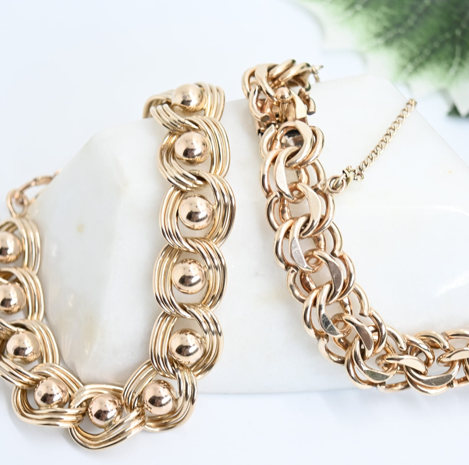 Vintage gold link bracelet 12k gold filled 7.5 inch chunky Etsy