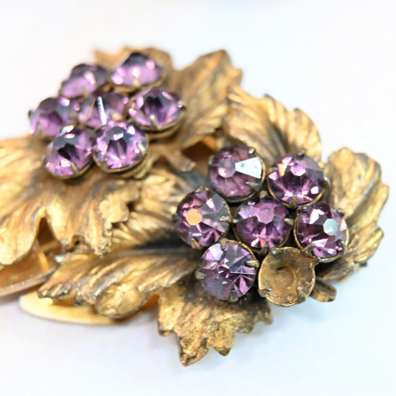 Sparkling vintage brooch dress clip set amethyst … - image 7