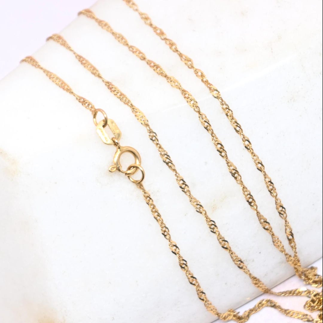 14Kゴールド18インチツイストカーブチェーンネックレス、イタリア製