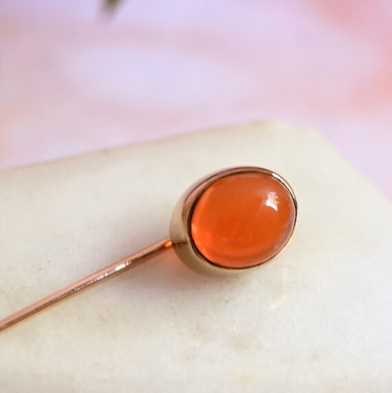 Antique Victorian fire opal stick pin 8k gold sca… - image 3