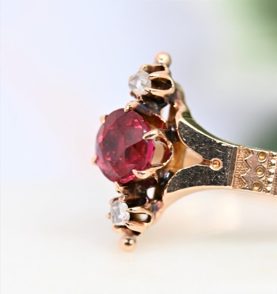 Antique ring 1890s Victorian garnet doublet rose … - image 8