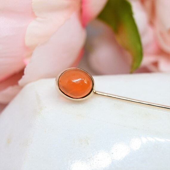 Antique Victorian fire opal stick pin 8k gold sca… - image 1