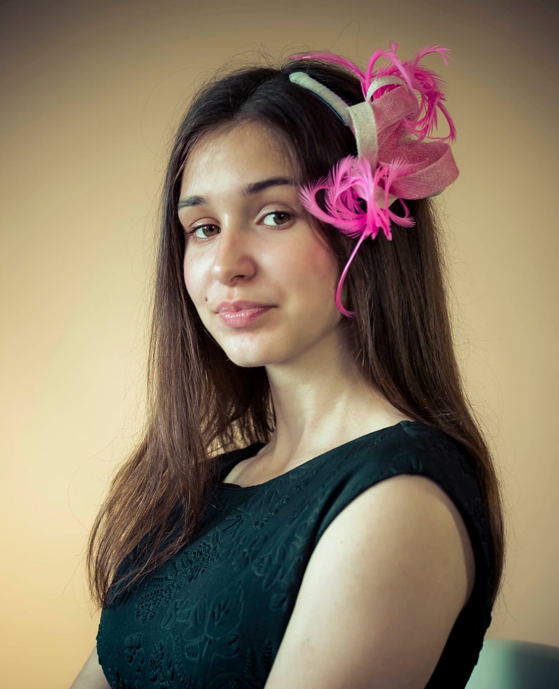 bridal headpiece mother of bride Feather fascinator hat