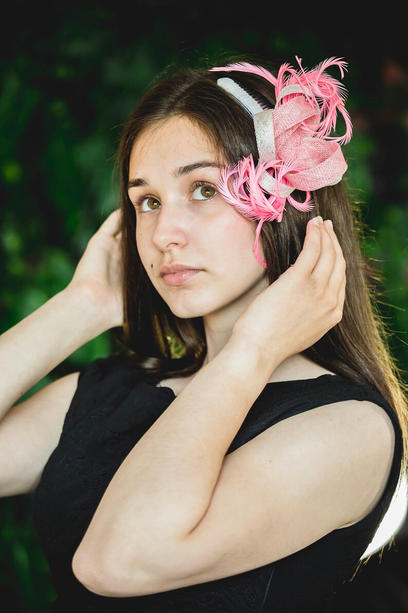 bridal headpiece mother of bride Feather fascinator hat
