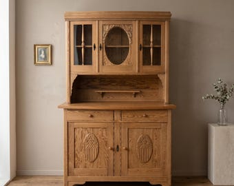 28677 Buffetschrank Schrank Jugendstil 1920 massiv Kiefer Antik