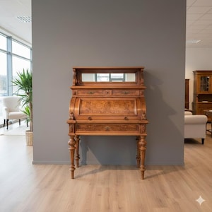 27665 Damesbureau, secretaire, periode Gründerzeit, 1880, notenhoutfineer, antiek