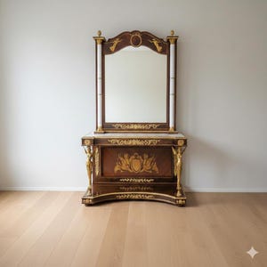 25295 Consoletafel met wandspiegel 1,40 m Barokstijl marmer goud antiek