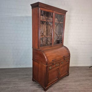 26513 Secretaire Vitrinekast Art Nouveau 1900 Mahonie Antiek