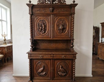 28692 Buffetkast, Gründerzeit-stijl, 1880, massief eiken, antiek