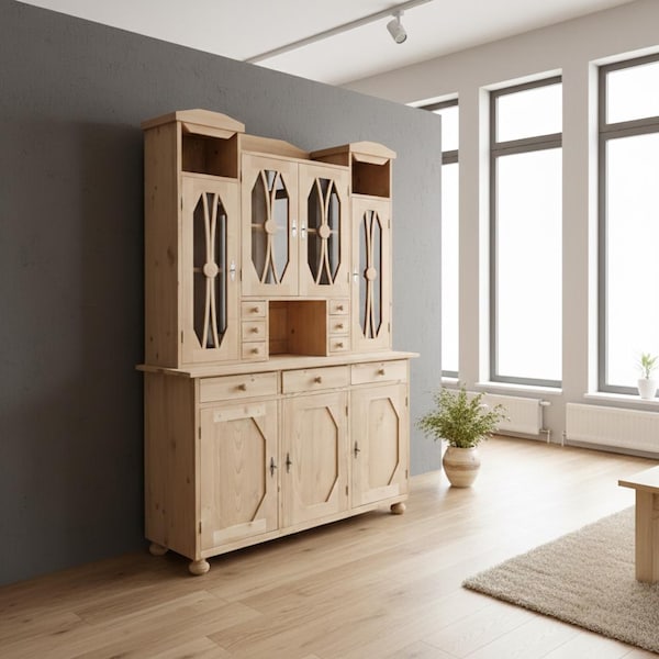 27438 Buffetschrank Schrank Jugendstil 1910 massiv Kiefer Antik