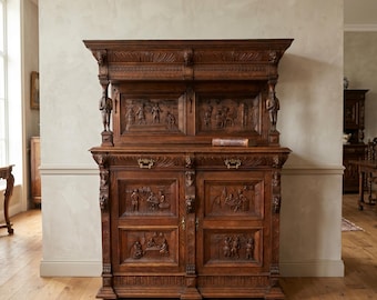 28659 Buffetkast, kastje, Gründerzeit-periode, 1880, antiek eikenhout