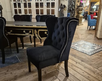 26165 Eetkamerstoel met hoge rugleuning, Chesterfield, zwart