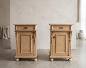 28920 Nachtschränkchen Gründerzeit 1880 massiv Kiefer Antik