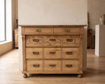 28918 Kommode Jugendstil 1900 massiv Kiefer Antik