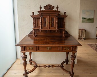 28734 Dames schrijfbureau, secretaressebureau, Gründerzeit-periode, 1880, walnootfineer, antiek
