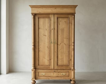 23351 Schrank Kleiderschrank Gründerzeit 1880 massiv Kiefer Antik