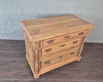 26178 Chest of Drawers Wilhelminian Period 1880 Solid Pine Antique