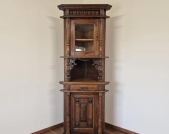 28815 Hoekkast Neo-Renaissance 1900 massief eiken antiek