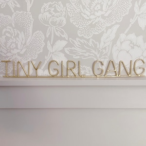 Gold Tiny Girl Gang Sign, Tiny Girl Gang, Tiny Girl Gang Wall Art, Gold Metal Wire Wall Art, Metal Tiny Girl Gang Sign