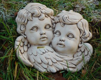 frost-resistant large cherub heads for the wall or for lying down - rural simple - ceramics - stoneware - angels - garden ceramics - grave decorations