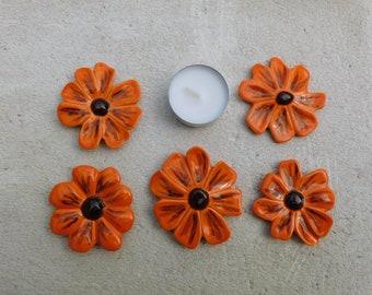 Set of 5 colorful ceramic flowers to lie down on - table decoration - decoration for living room - dining room - kitchen - bathroom - balcony - terrace - souvenir