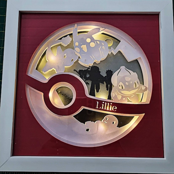 Fan art personnalisé inspiré de Pokemon, boîte dombre 3D, cadre