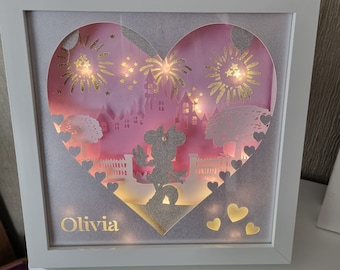 Personalised Minnie Mouse inspired shadow box | 3D light up frame | Nursery decor | Girl's Bedroom | Birthday, Christmas,  Christening gift