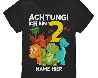 Dinosaurier Geburtstagsshirt 3,4,5,6,7,8,9,10 Geburtstag Dino Liebhaber Geschenk - Namen Personalisiert Kinder - Kids Premium Shirt
