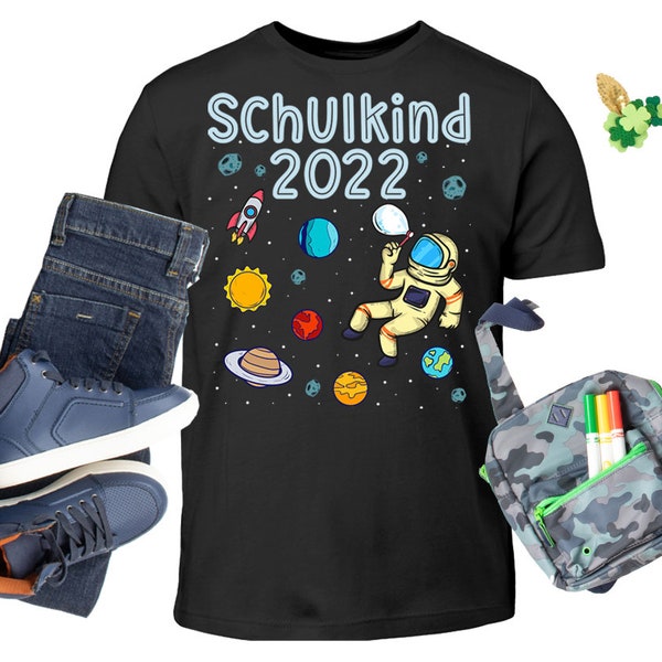 Schulkind 2022 Weltraum Schulanfang Einschulung Shirt - Astronaut Schulkind Geschenk Kinder T-Shirt