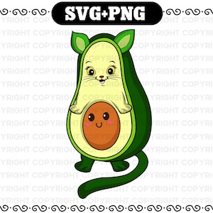 Acocato Cute Avocado Cat SVG and PNG / Avocato svg / Avocado cat svg