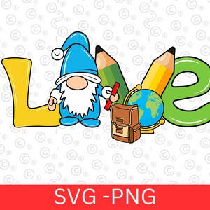 School Gnome SVG And PNG - School Student Gnome Cut File for cricut