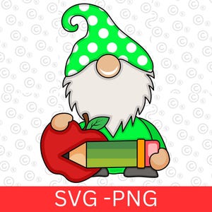 School Gnome SVG And PNG - School Student Gnome Cut File for cricut