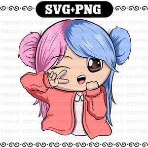 Kawaii svg file - Kawaii Girl Svg - Anime svg - Cute Girl kawaii svg for cricut - Manga svg - Manga girl svg and png