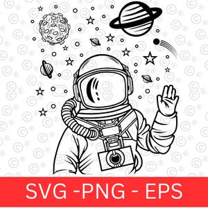Astronaut and Planets SVG and PNG / astronaut moon svg / astronaut svg for cricut cut file / astronaut svg design file / Astronaut space png