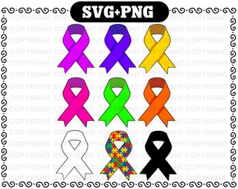 Awarness Ribbon svg - Cancer Ribbon Outline png - Ribbon svg - Awareness Ribbon print svg Digital Download