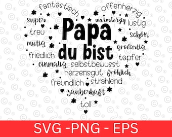 Plotterdatei Herz Papa du bist SVG und PNG , Vatertag Geschenkidee zum Plotten , Vater Spruch Digital Datei