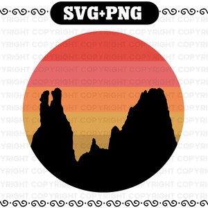 Retro Vintage circle Sunset Mountains svg for cricut and Png digital downlad
