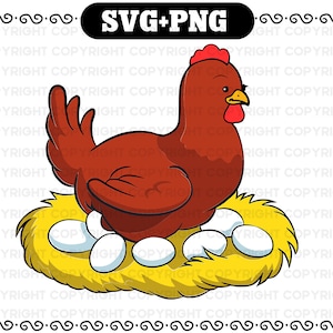 Cute Chickens With Eggs SVG and Png / Clipart Png Svg / Chickens cricut Cutting files for boy girl