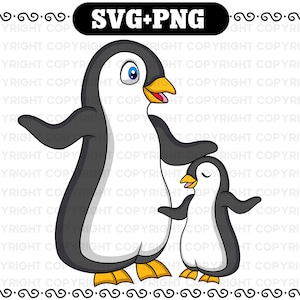 Penguin SVG - Penguin clip art - Penguin mother and daughter SVG and PNG - Sisters svg cricut cutting file
