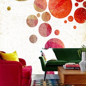 circles pattern, geometric wallpaper, mid century wallpaper, modern wallpaper, funky, wall covering, removable wall mural, peel&stick #5
