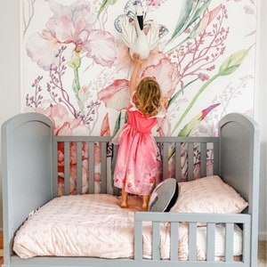 Verträumte Wandbild Tapete Floral Schälen und Aufkleben, Aquarell Tapete Abnehmbare Tapete mit Blumenmuster, Baby-Kinderzimmer-Wandkunst # 77