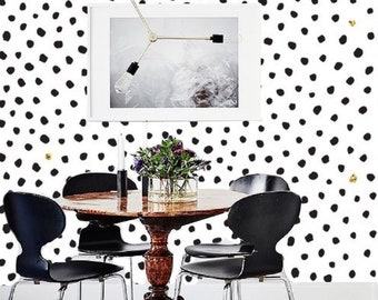 Dalmatian Spots wallpaper, removable wall mural, Temporary Wallpaper, Paint Dot, Dots Pattern, Dots wall mural, Minimalist, peel&stick #58