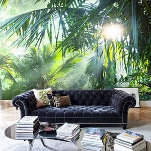 Jungle Wallpaper: Tropical Rainforest Landscape, Removable Peel & Stick