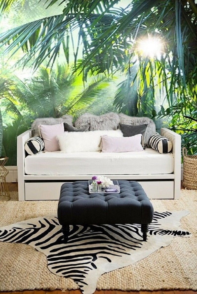 Jungle wallpaper removable wallpaper tropical jungle rain | Etsy